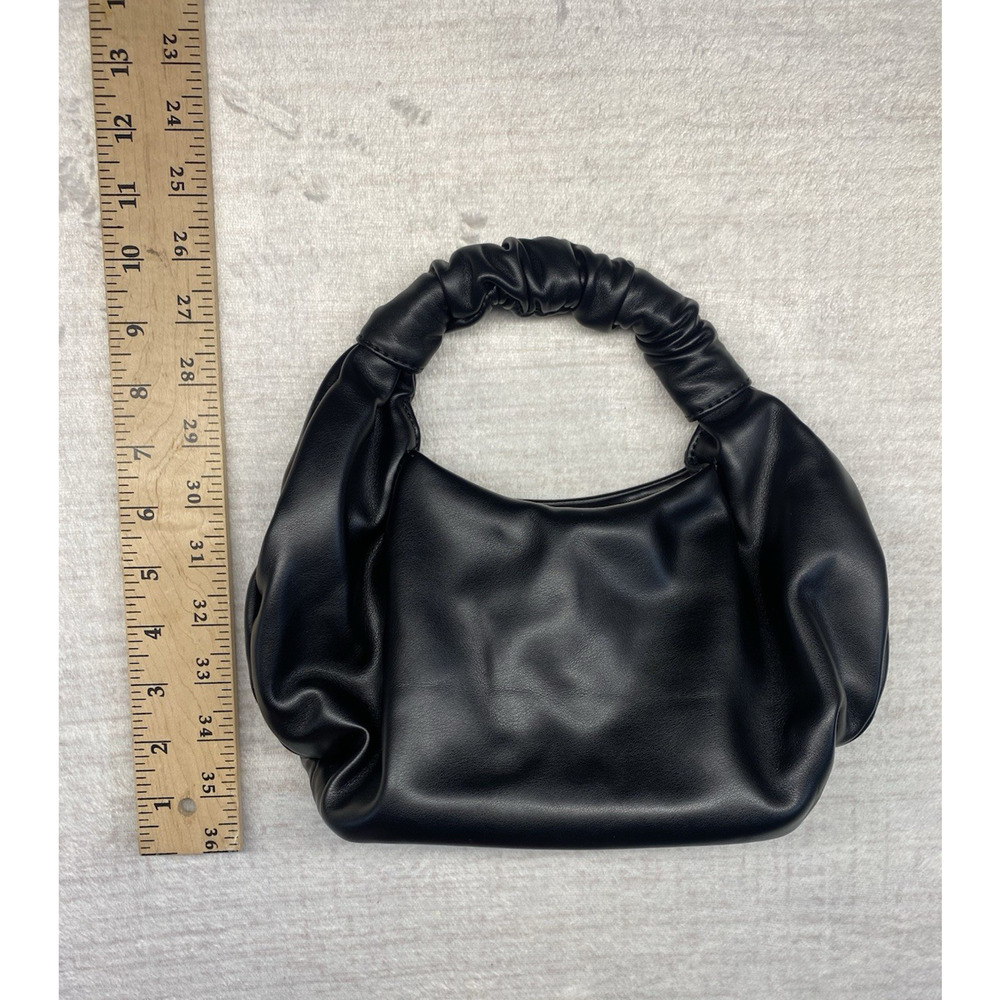 Hobo Pocketbook NEW Black Faux Leather Soft Top Handle Going Out Purse Tote Bag - Picture 3 of 10